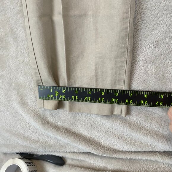 Liz Claiborne Mens Beige Linen-Cotton Blend Flat-Front Pants Size 32s - Picture 6 of 16
